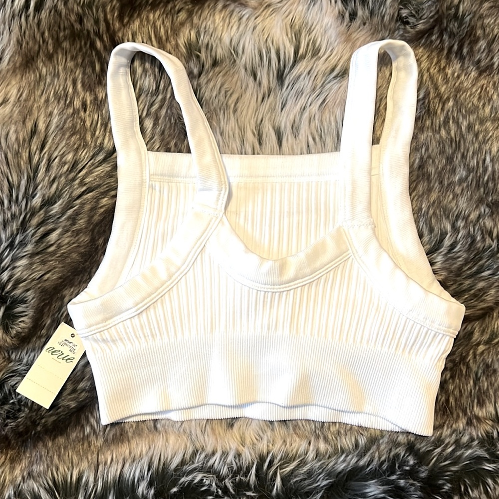 NWT Aerie ribbed sports bra. XS White - Picture 2 of 4